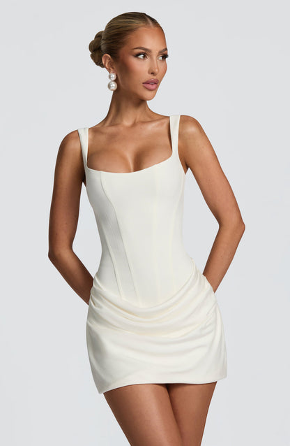 Manuella | Square Neck Draped Mini Dress