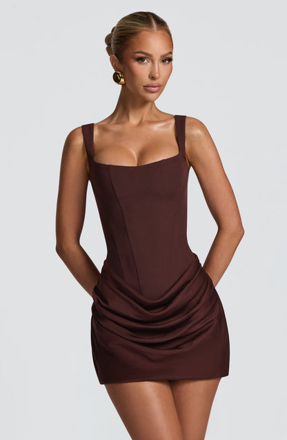 Manuella | Square Neck Draped Mini Dress
