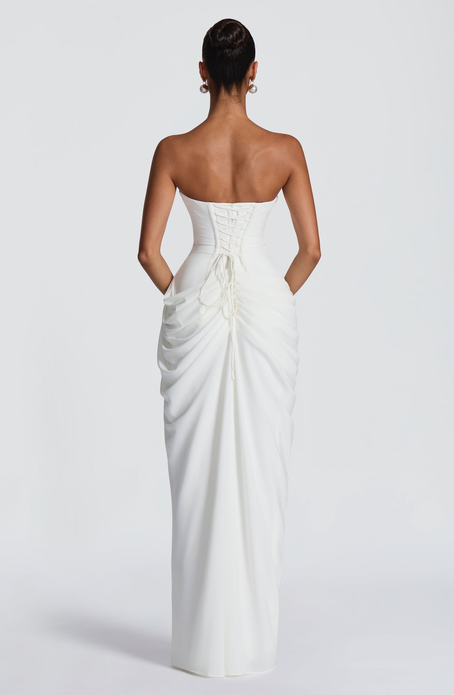 Narja | Strapless Ruched Split Maxi Dress