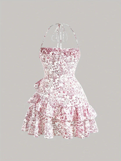 Ortagus | Dress Floral Ruffle Tie Strap Mini