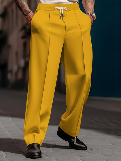 Raimi | Trousers Drawstring Waist Wide Leg Solid Color