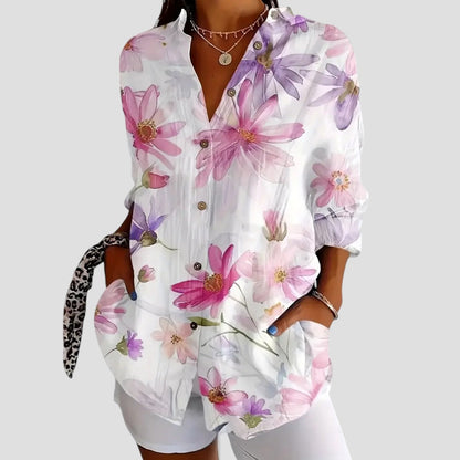 Mayla | Floral Print Button Front Blouse Shirt