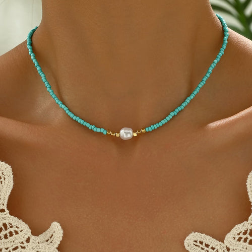Araya | Beaded Pearl Accent Choker Necklace