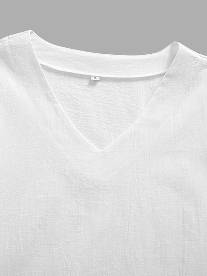 Mattea | V Neck Loose Fit Short Sleeve Top