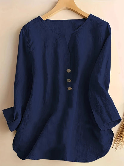 Mykaela | Blouse With Button V Neckline