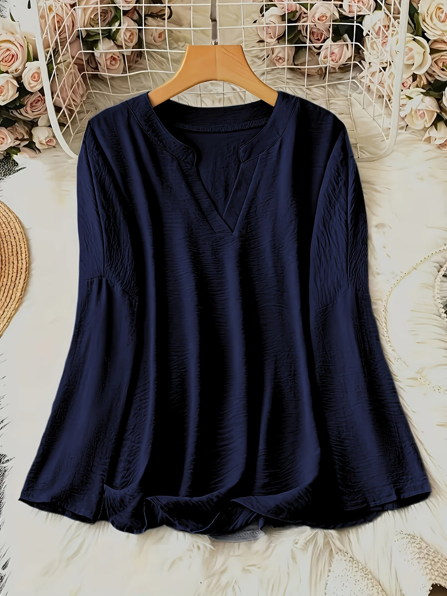 Shawna | V Neck Long Sleeve Relaxed Blouse