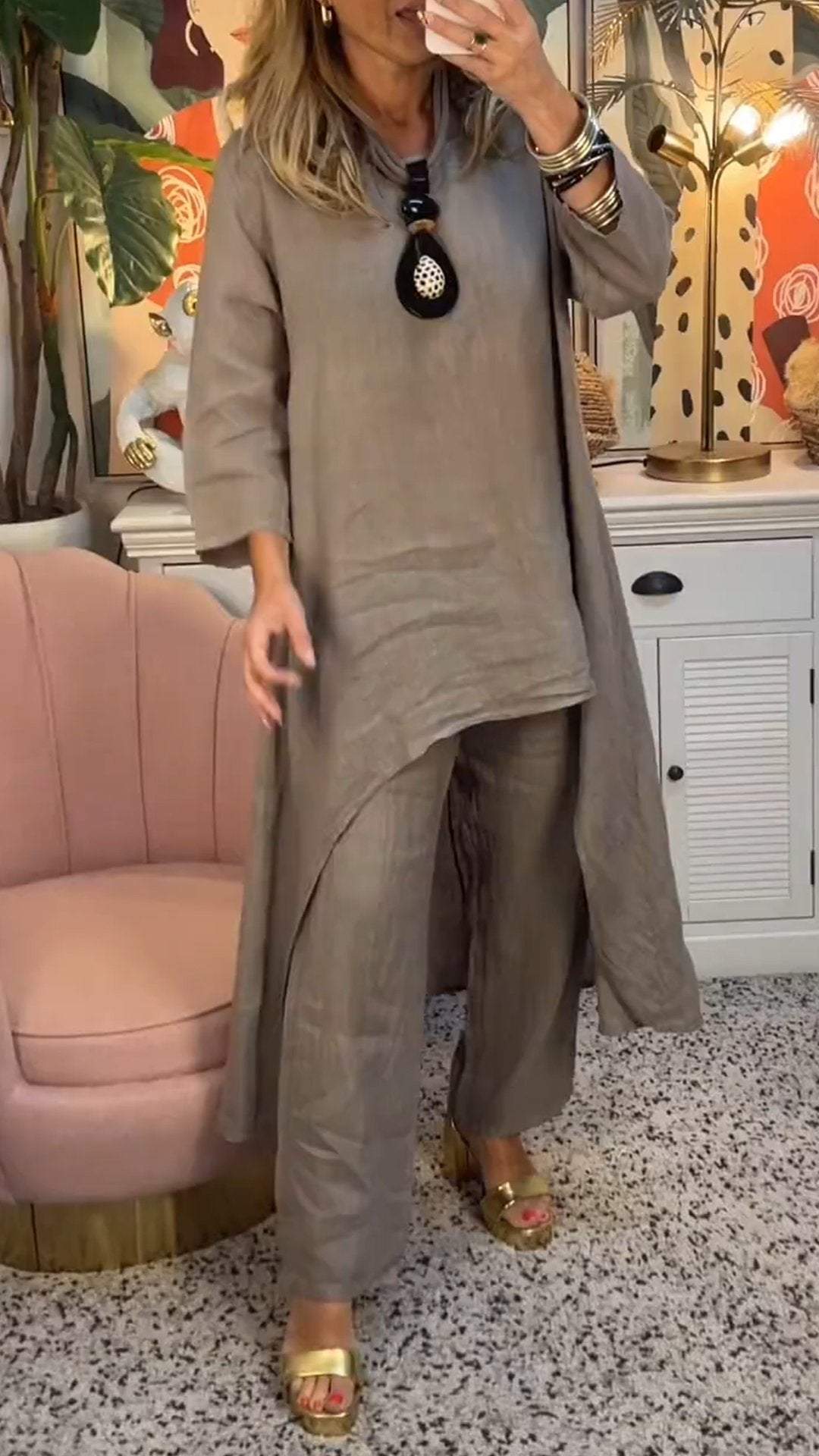 Maryla | Two Piece Asymmetric Tunic Pants Set