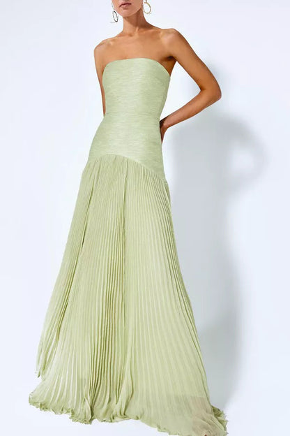 Carina | Strapless Pleated Maxi Evening Dress