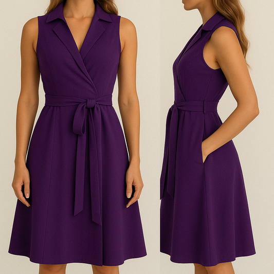 Minnie | Sleeveless Wrap Neck Tie Waist Dress