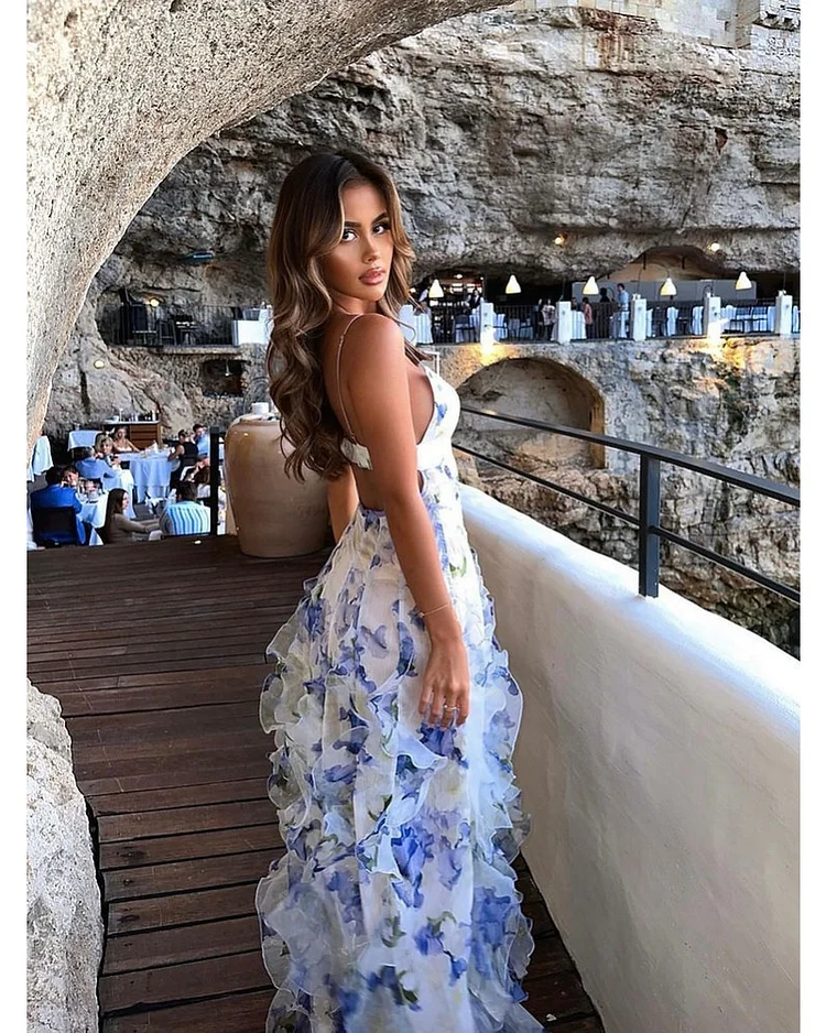 Mikayla | Floral Print Ruffle Maxi Dress