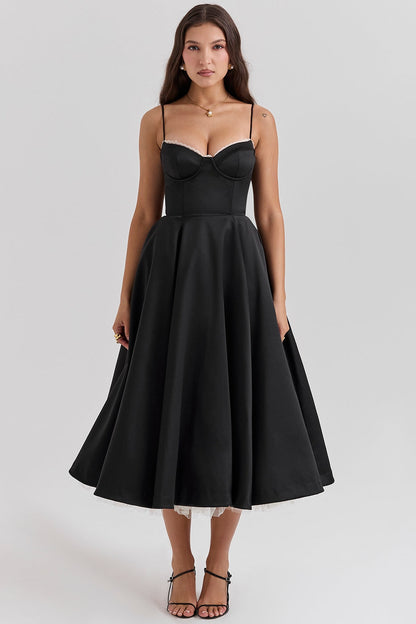 Arestina | Sleeveless Midi Dress with Tulle Hem