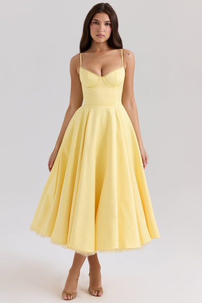 Arestina | Sleeveless Midi Dress with Tulle Hem