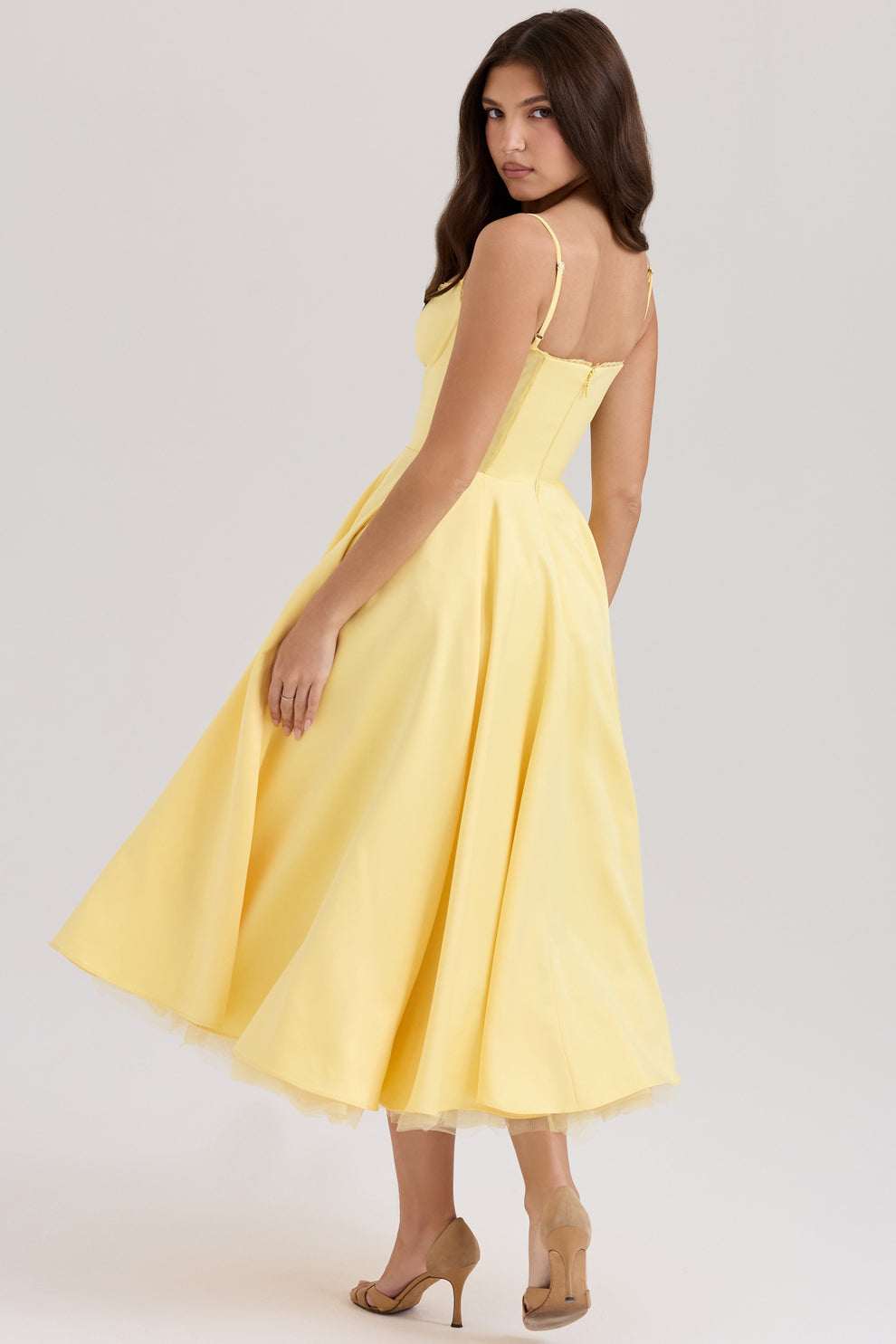 Arestina | Sleeveless Midi Dress with Tulle Hem