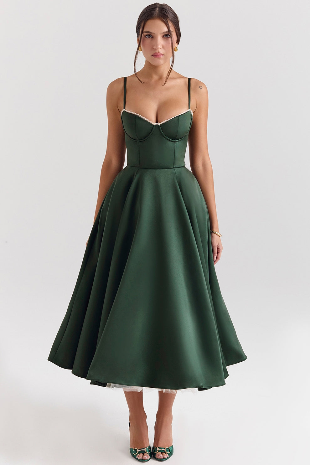 Arestina | Sleeveless Midi Dress with Tulle Hem