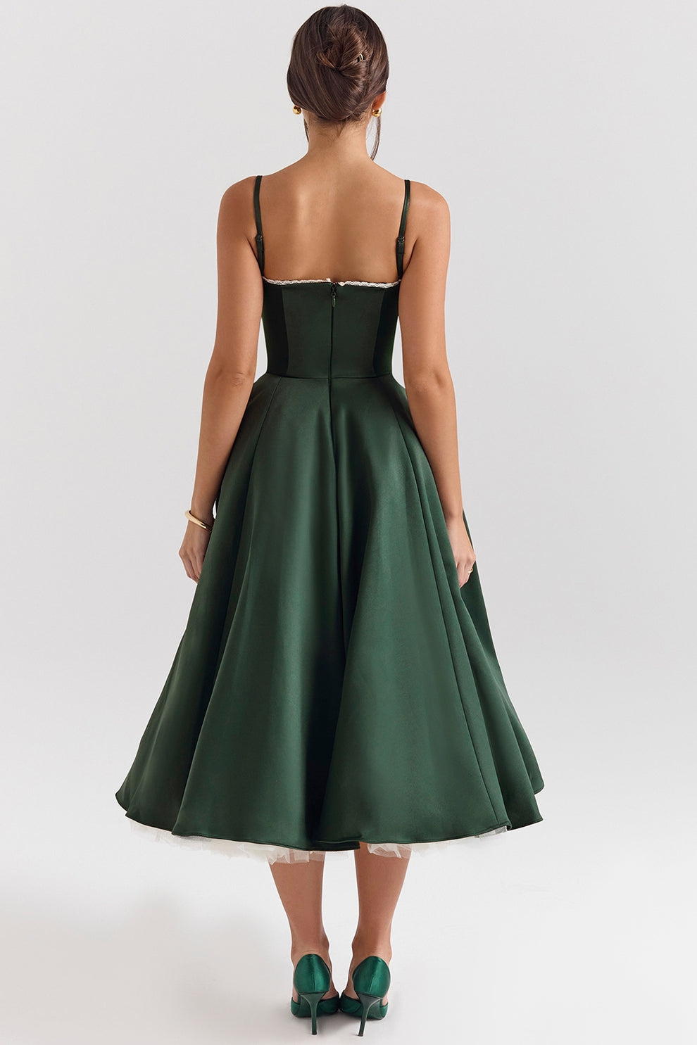 Arestina | Sleeveless Midi Dress with Tulle Hem