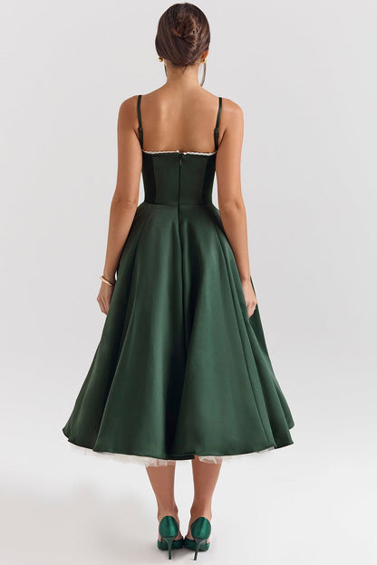 Arestina | Sleeveless Midi Dress with Tulle Hem