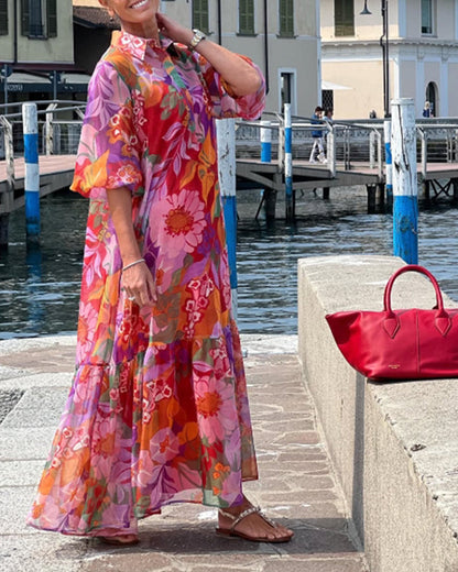 Tanisha | Floral Print Collared Maxi Dress