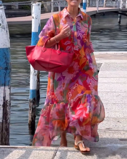 Tanisha | Floral Print Collared Maxi Dress