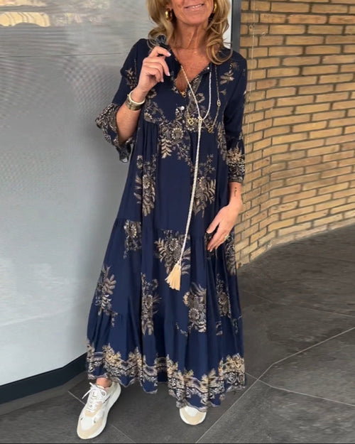 Hypatia | Floral Print V-Neck Maxi Dress