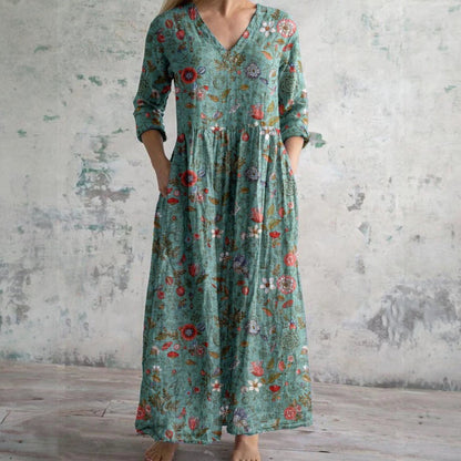 Erica | Floral Print V Neck Maxi Dress