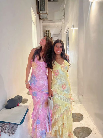 Latonya | Floral Ruffle Strap Maxi Dress