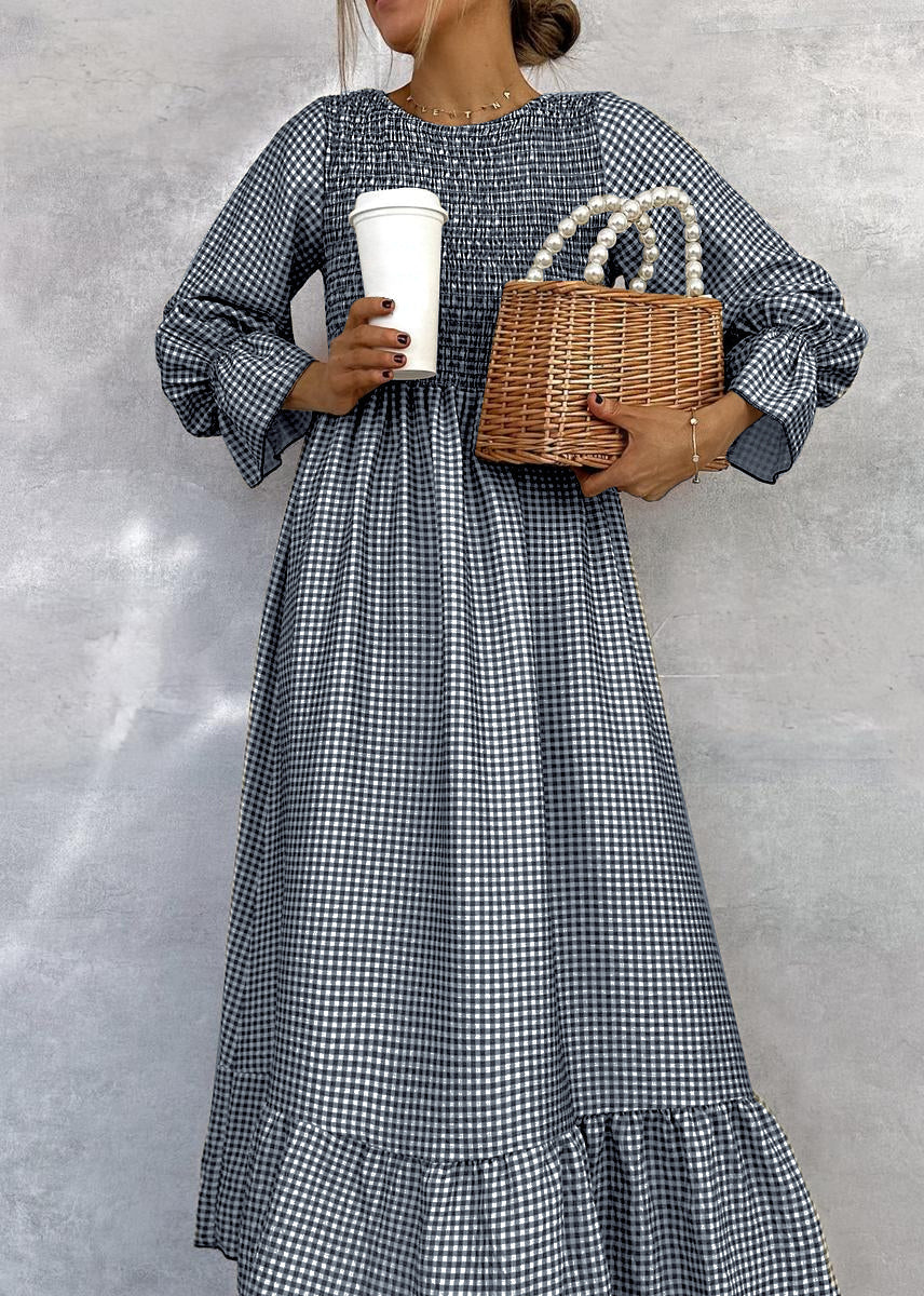 Helenee | Maxi Dress With Checked Smocked Bodice