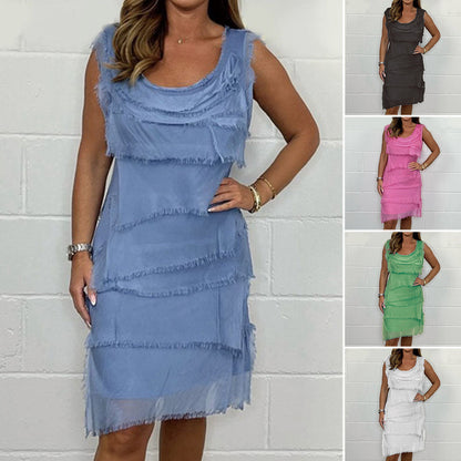 Griselda | Sleeveless Layered Fringe Midi Dress