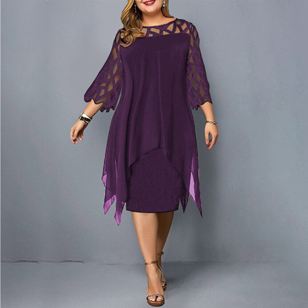 Krezia | Plus Size Mesh Sleeve Midi Dress