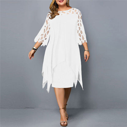 Krezia | Plus Size Mesh Sleeve Midi Dress