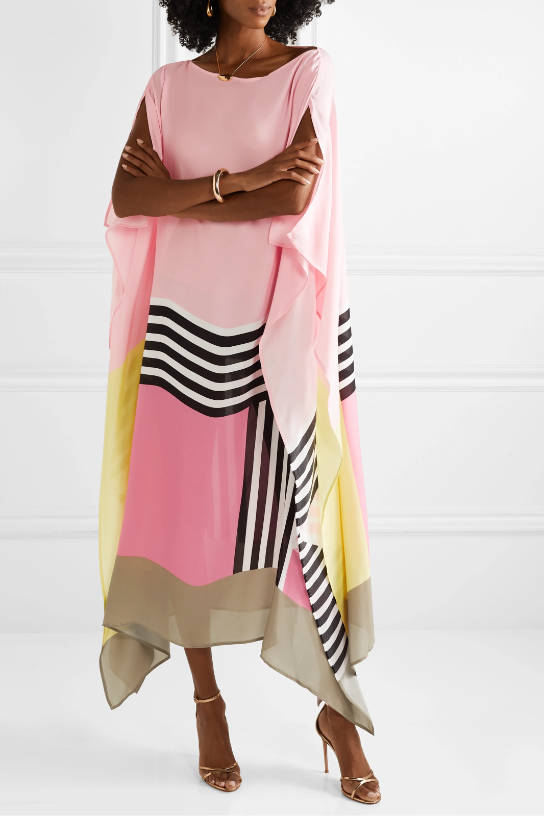 Shraddha | Striped Kaftan Midi Dress