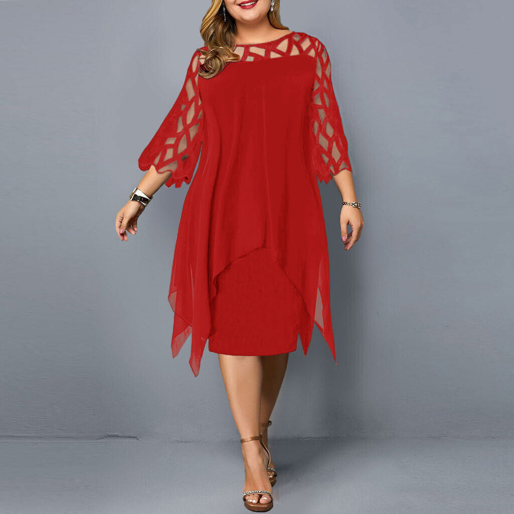 Krezia | Plus Size Mesh Sleeve Midi Dress