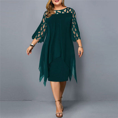 Krezia | Plus Size Mesh Sleeve Midi Dress