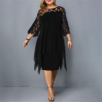 Krezia | Plus Size Mesh Sleeve Midi Dress