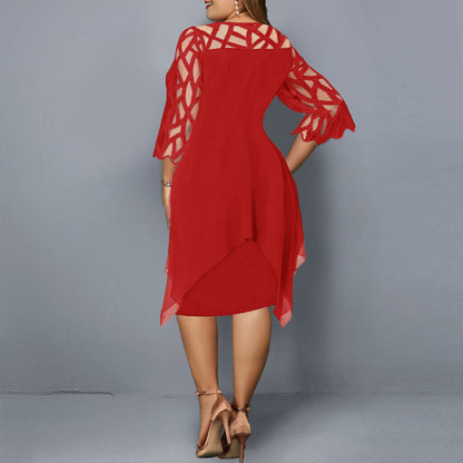 Krezia | Plus Size Mesh Sleeve Midi Dress