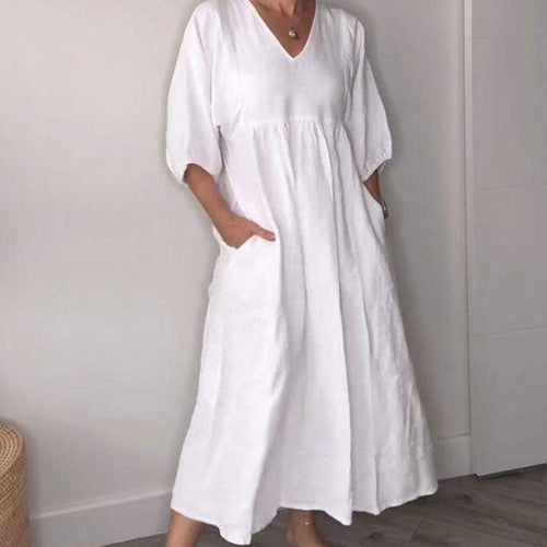 Shantel | V Neck Midi Dress With Pockets