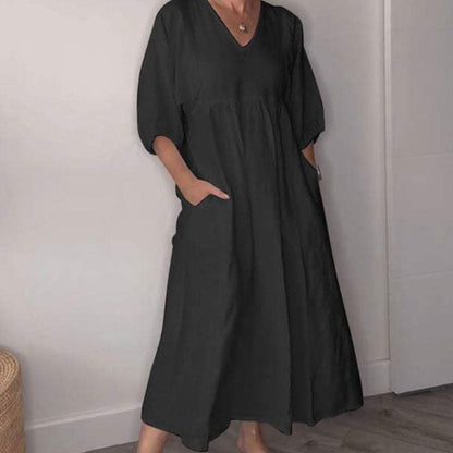 Shantel | V Neck Midi Dress With Pockets