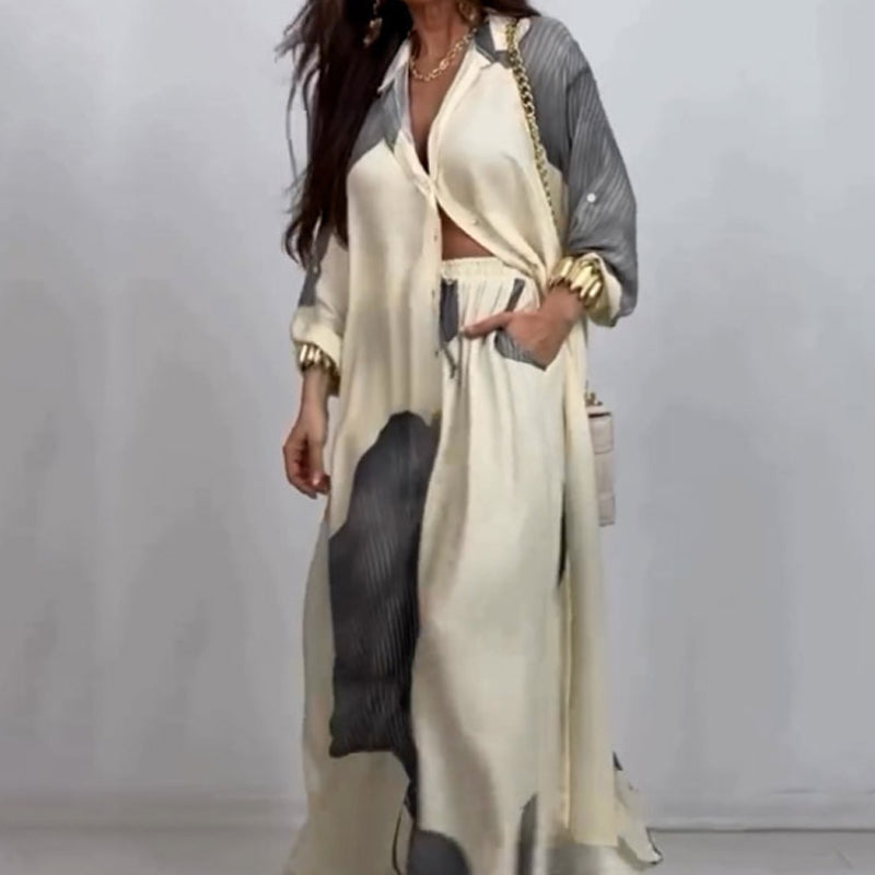 Dionicia | Button Down Shirt Drawstring Pant Set