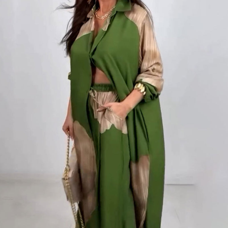 Dionicia | Button Down Shirt Drawstring Pant Set