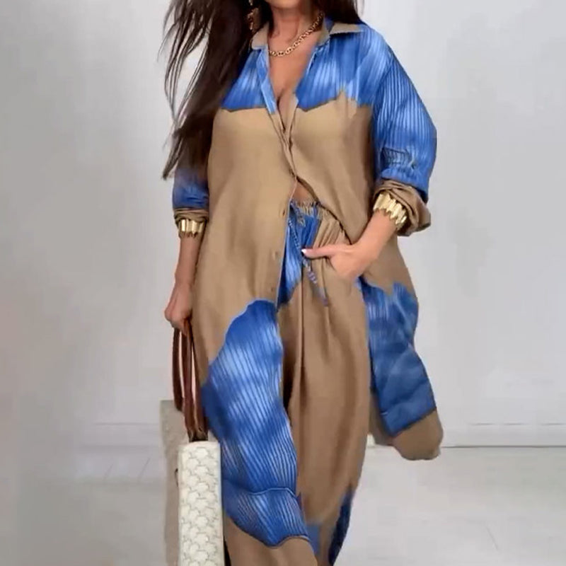Dionicia | Button Down Shirt Drawstring Pant Set