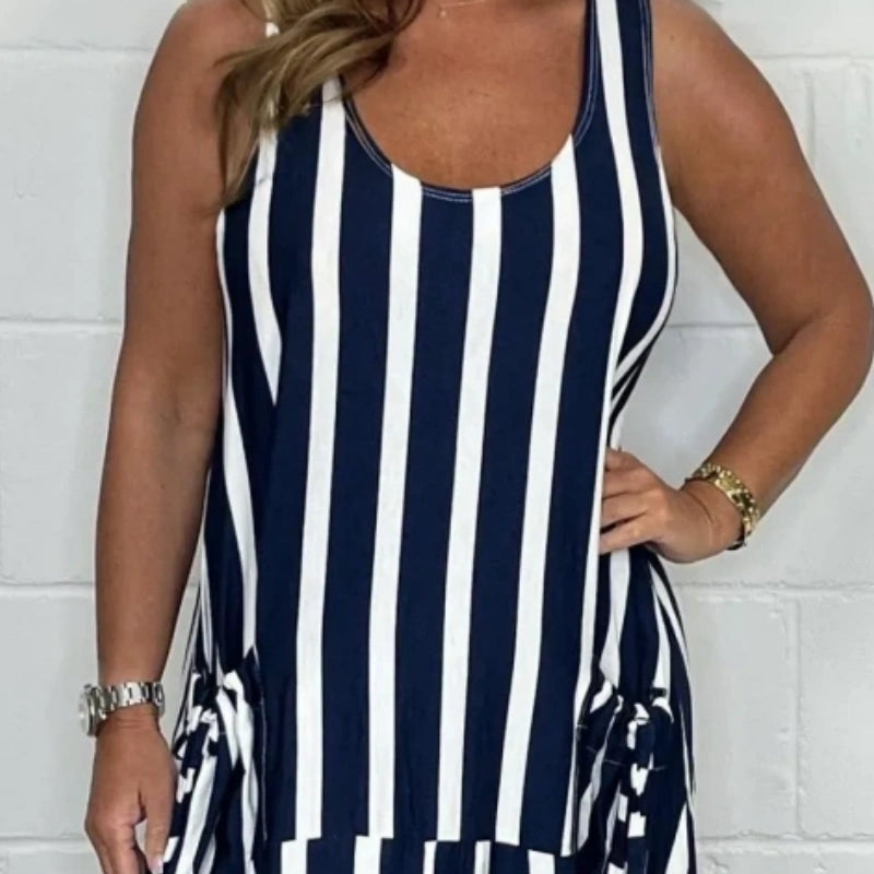 Loosey | Striped Sleeveless Oversized Maxi Dress