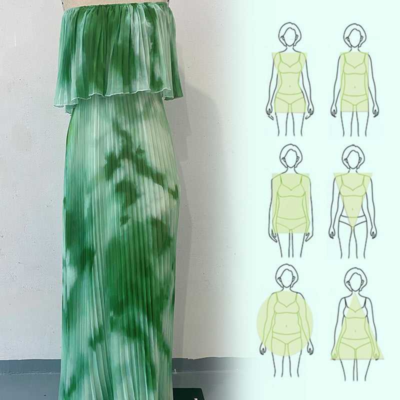 Vinelia | Off Shoulder Pleated Printed Maxi Dress