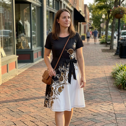 Chuckie | Midi Dress Short Sleeve Floral Tie Waist