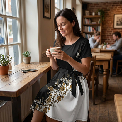 Chuckie | Midi Dress Short Sleeve Floral Tie Waist