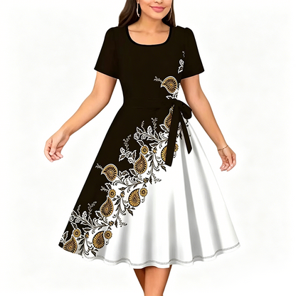 Chuckie | Midi Dress Short Sleeve Floral Tie Waist