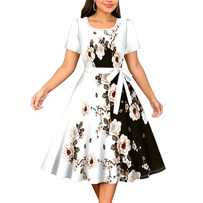 Chuckie | Midi Dress Short Sleeve Floral Tie Waist