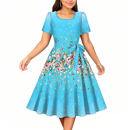 Chuckie | Midi Dress Short Sleeve Floral Tie Waist