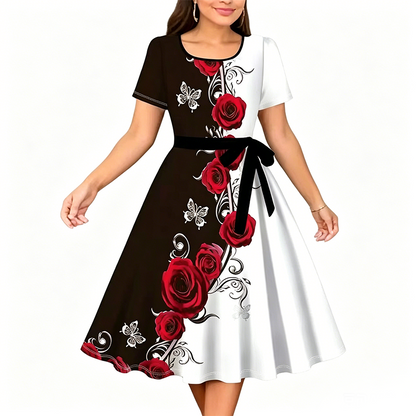 Chuckie | Midi Dress Short Sleeve Floral Tie Waist