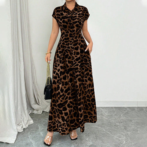 Ameerah | Animal Print Button Front Midi Dress