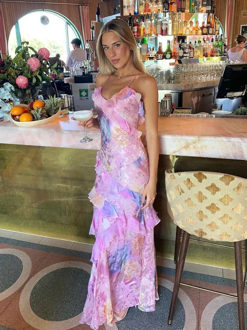 Latonya | Floral Ruffle Strap Maxi Dress