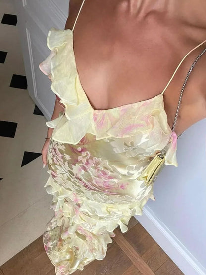 Latonya | Floral Ruffle Strap Maxi Dress